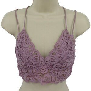 PINK Victorias Secret Medium Purple Lace Bralette Bra Strappy Wireless Lined